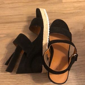 Never worn black wedge sandals